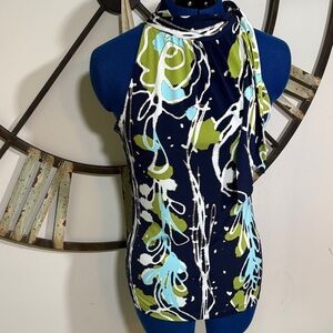 Floral Top in Blue and Green